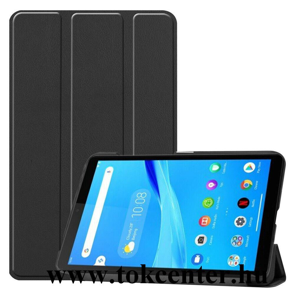 Lenovo Tab M7 (TB-7305F) Tok álló, bőr hatású (aktív flip, oldalra nyíló, TRIFOLD asztali tartó funkció) FEKETE