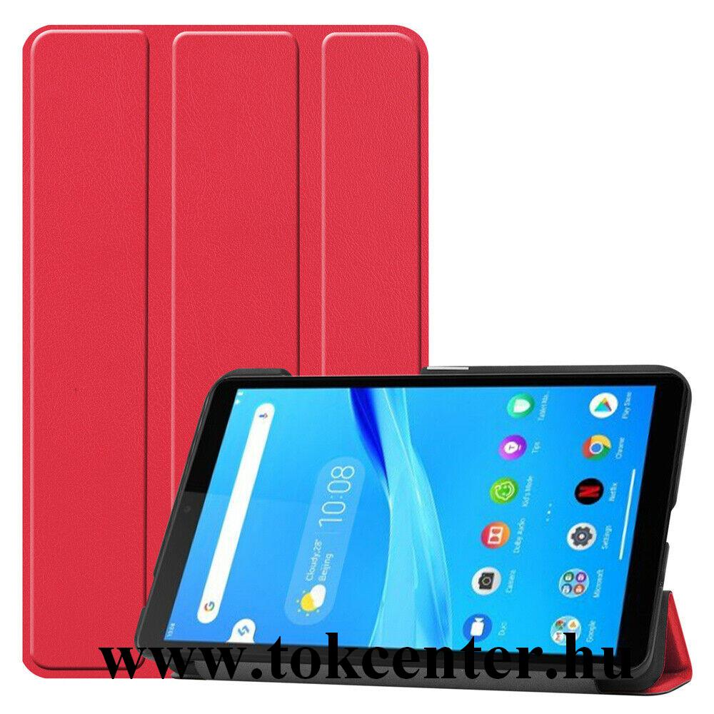 Lenovo Tab M7 (TB-7305F) Tok álló, bőr hatású (aktív flip, oldalra nyíló, TRIFOLD asztali tartó funkció) PIROS