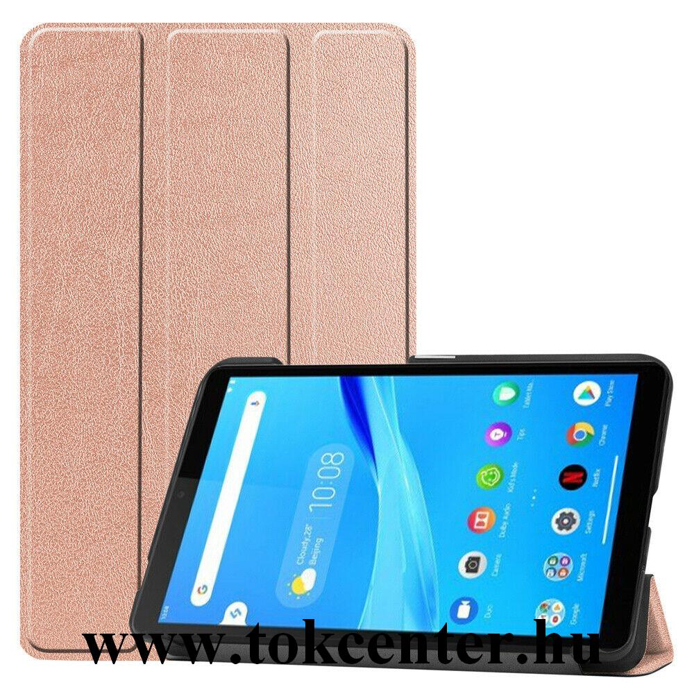 Lenovo Tab M7 (TB-7305F) Tok álló, bőr hatású (aktív flip, oldalra nyíló, TRIFOLD asztali tartó funkció) ROZÉARANY