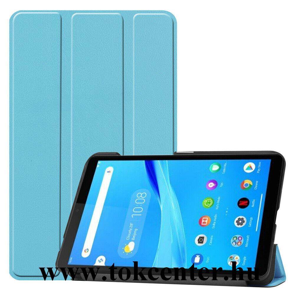 Lenovo Tab M7 (TB-7305F) Tok álló, bőr hatású (aktív flip, oldalra nyíló, TRIFOLD asztali tartó funkció) VILÁGOSKÉK