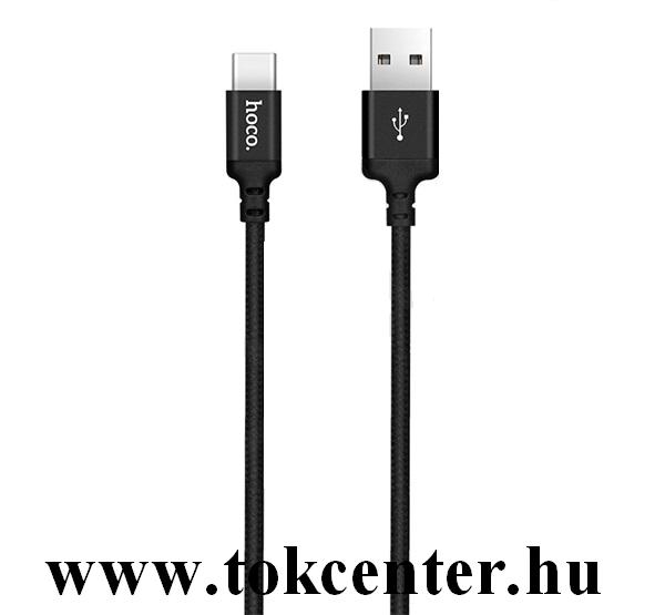 HOCO X14 adatátvitel adatkábel és töltő (Type-C, 200 cm, törésgátló, gyorstöltés támogatás, cipőfűző minta) FEKETE