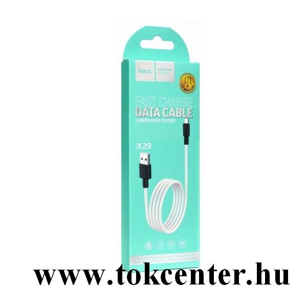 HOCO X29 adatátvitel adatkábel és töltő (microUSB, 100 cm, törésgátló, gyorstöltés támogatás) FEHÉR
