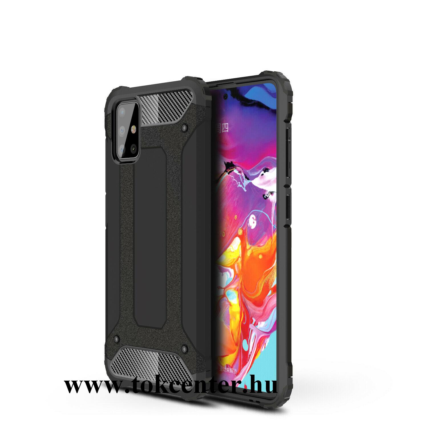 Samsung Galaxy A51 (SM-A515F) Defender műanyag telefonvédő (közepesen ütésálló, légpárnás sarok, szilikon belső, fémhatás) FEKETE