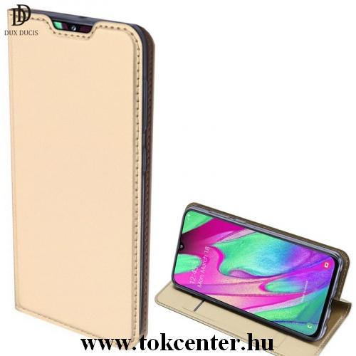 Samsung Galaxy A51 (SM-A515F) DUX DUCIS SKIN PRO tok álló, bőr hatású (FLIP, oldalra nyíló, bankkártya tartó, asztali tartó funkció) ARANY