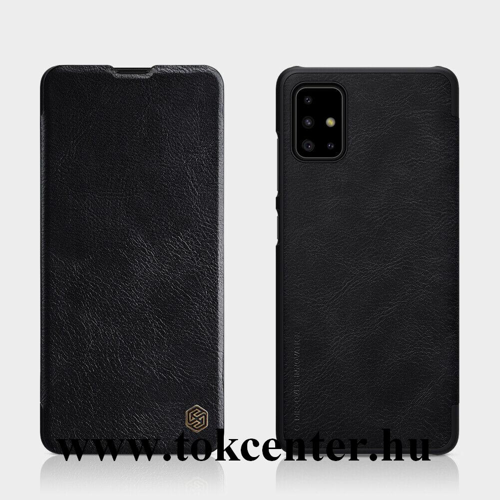 Samsung Galaxy A51 (SM-A515F) NILLKIN QIN tok álló, bőr hatású (FLIP, oldalra nyíló, bankkártya tartó) FEKETE