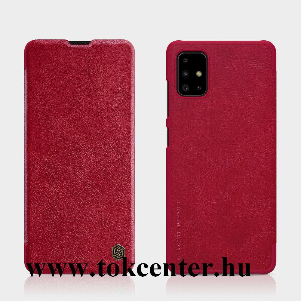 Samsung Galaxy A51 (SM-A515F) NILLKIN QIN tok álló, bőr hatású (FLIP, oldalra nyíló, bankkártya tartó) PIROS