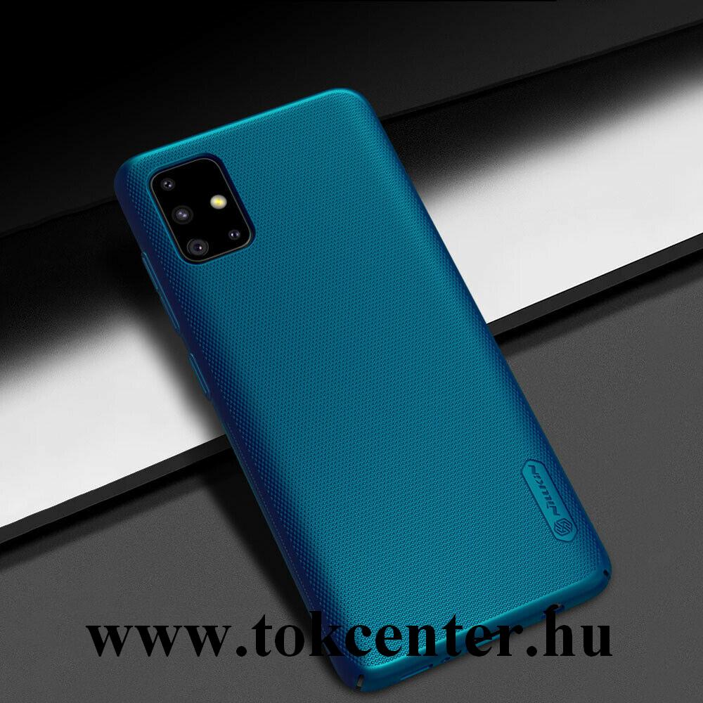 Samsung Galaxy A51 (SM-A515F) NILLKIN SUPER FROSTED műanyag telefonvédő (gumírozott, érdes felület + asztali tartó) SÖTÉTKÉK