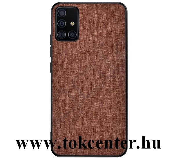 Samsung Galaxy A51 (SM-A515F) Szilikon telefonvédő (textil hátlap) BARNA