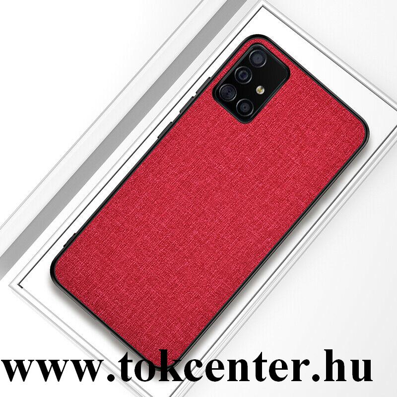Samsung Galaxy A51 (SM-A515F) Szilikon telefonvédő (textil hátlap) PIROS