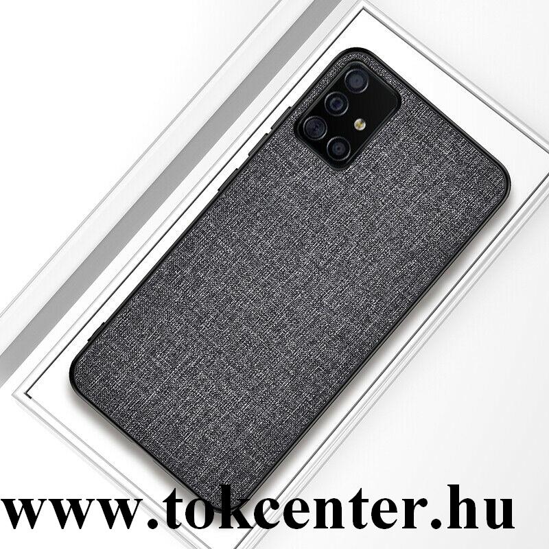 Samsung Galaxy A51 (SM-A515F) Szilikon telefonvédő (textil hátlap) SZÜRKE