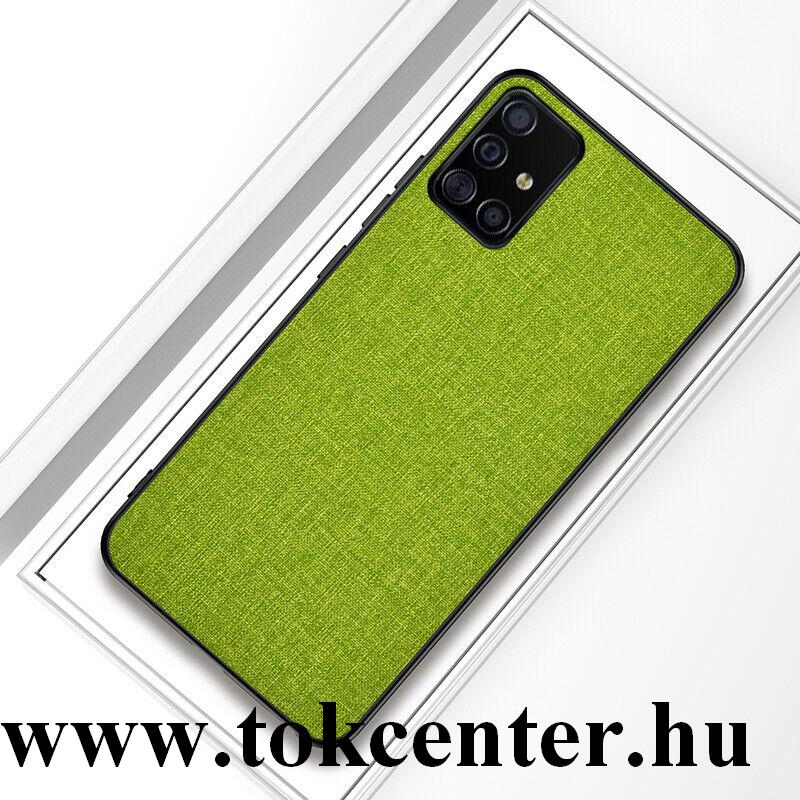 Samsung Galaxy A51 (SM-A515F) Szilikon telefonvédő (textil hátlap) ZÖLD