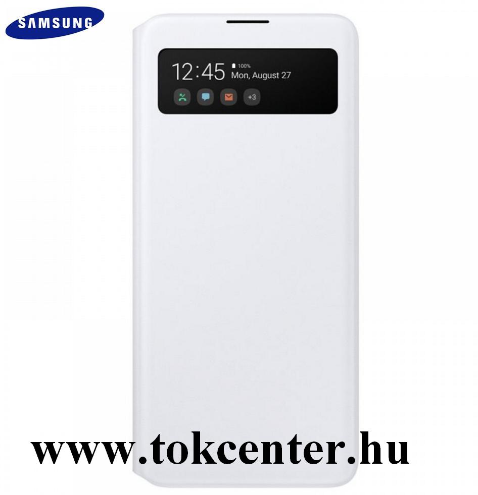 Samsung Galaxy A51 (SM-A515F) Tok álló (FLIP, oldalra nyíló, hívószámkijelzés, S-View Cover) FEHÉR (EF-EA515PWEG)
