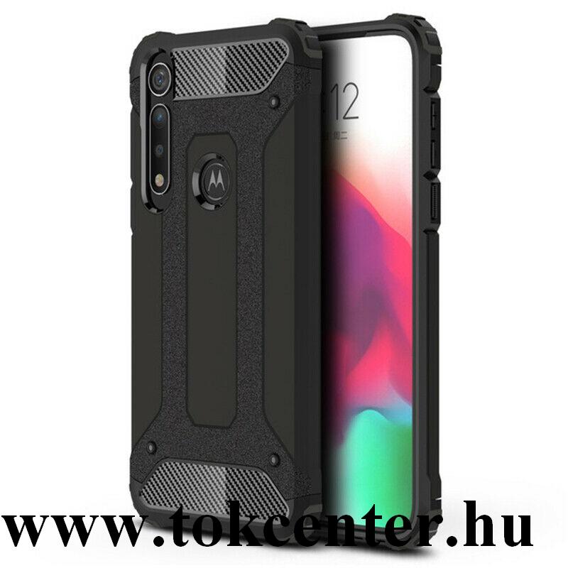 Motorola Moto G8 Plus (XT2019) Defender műanyag telefonvédő (közepesen ütésálló, légpárnás sarok, szilikon belső, fémhatás) FEKETE