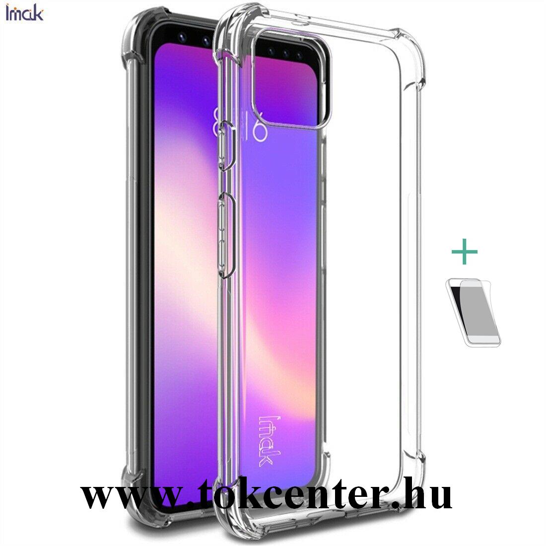 Google Pixel 4 XL IMAK szilikon telefonvédő (közepesen ütésálló, légpárnás sarok + képernyővédő fólia) ÁTLÁTSZÓ