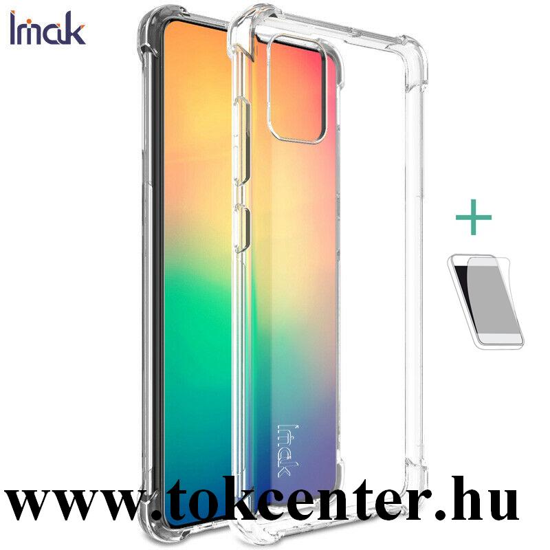 Samsung Galaxy A51 (SM-A515F) IMAK szilikon telefonvédő (közepesen ütésálló, légpárnás sarok, matt + képernyővédő fólia) ÁTLÁTSZÓ