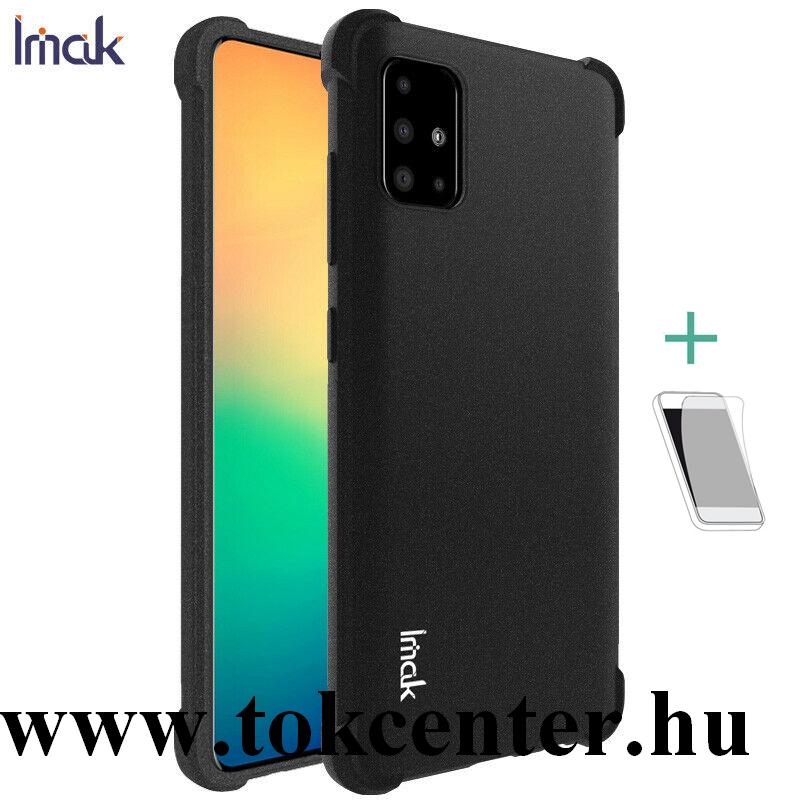 Samsung Galaxy A51 (SM-A515F) IMAK szilikon telefonvédő (közepesen ütésálló, légpárnás sarok, matt + képernyővédő fólia) FEKETE