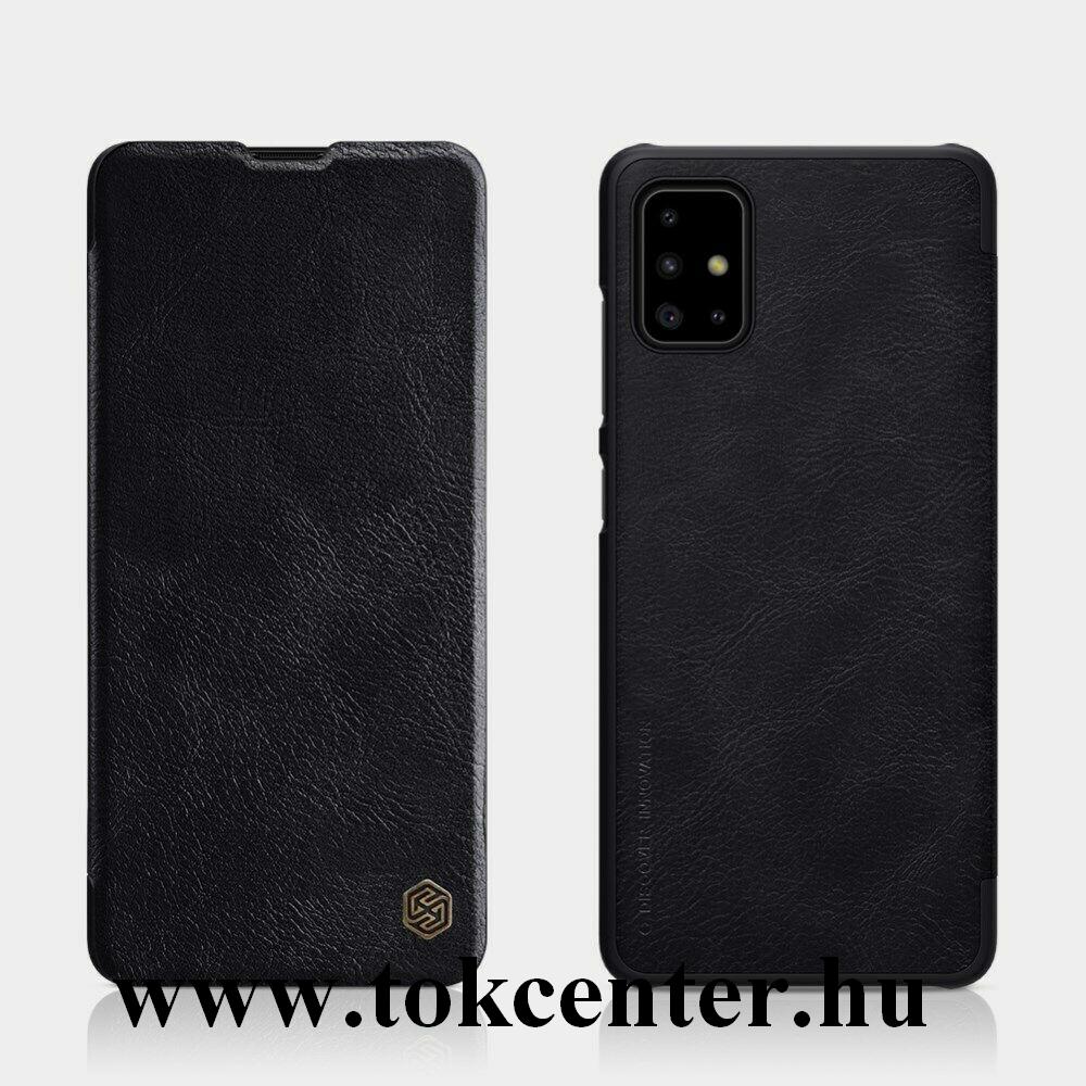 Samsung Galaxy A71 (SM-A715F) NILLKIN QIN tok álló, bőr hatású (FLIP, oldalra nyíló, bankkártya tartó) FEKETE