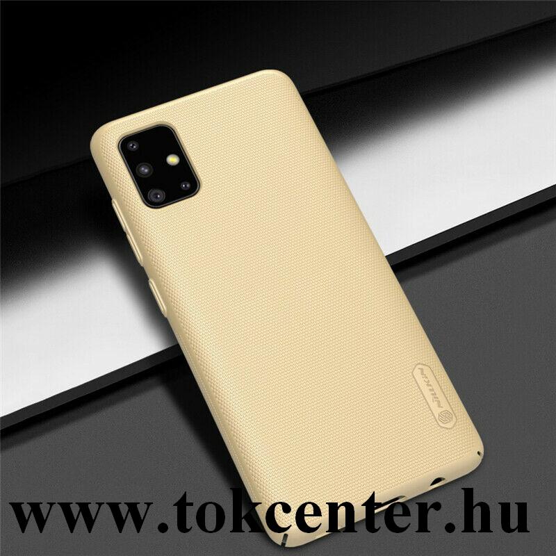 Samsung Galaxy A71 (SM-A715F) NILLKIN SUPER FROSTED műanyag telefonvédő (gumírozott, érdes felület + asztali tartó) ARANY