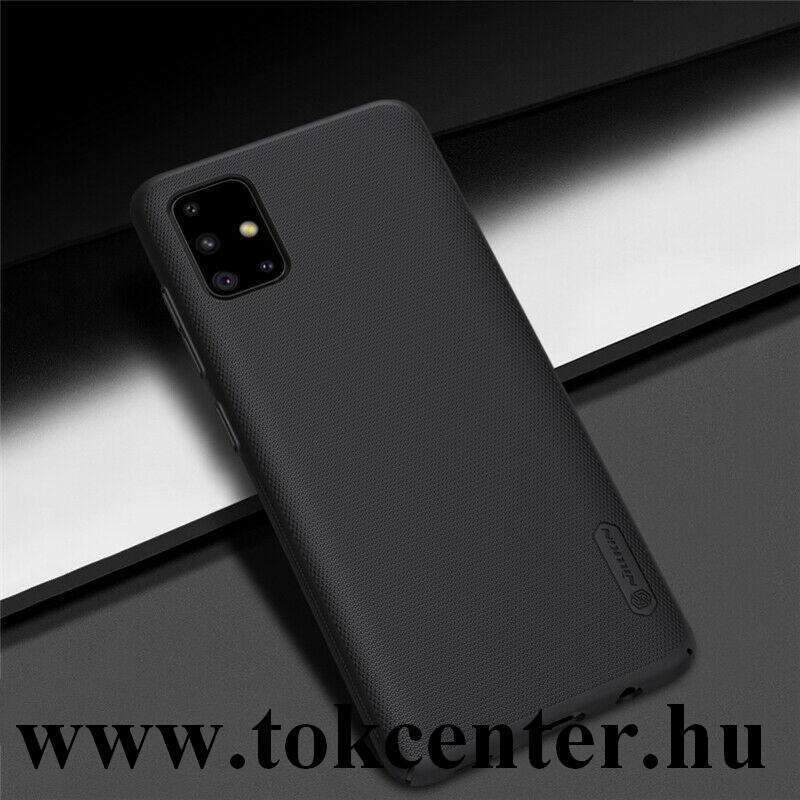 Samsung Galaxy A71 (SM-A715F) NILLKIN SUPER FROSTED műanyag telefonvédő (gumírozott, érdes felület + asztali tartó) FEKETE