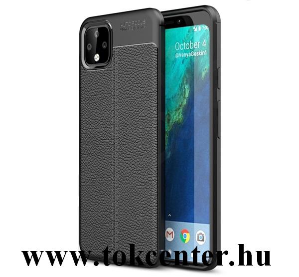 Google Pixel 4 XL Szilikon telefonvédő (közepesen ütésálló, bőr hatású, varrás minta) FEKETE