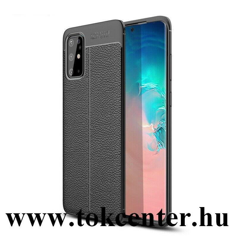 Samsung Galaxy S20 Plus (SM-G985F) Szilikon telefonvédő (közepesen ütésálló, bőr hatású, varrás minta) FEKETE