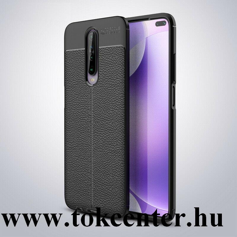 Xiaomi Redmi K30 / K30 5G Szilikon telefonvédő (közepesen ütésálló, bőr hatású, varrás minta) FEKETE