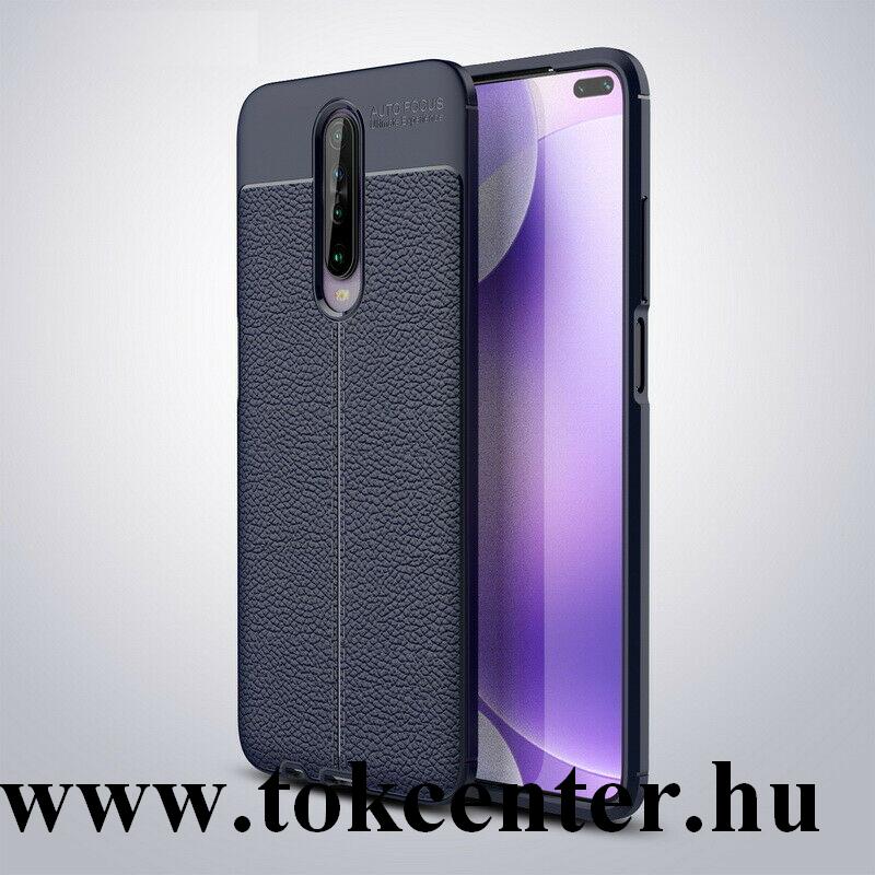 Xiaomi Redmi K30 / K30 5G Szilikon telefonvédő (közepesen ütésálló, bőr hatású, varrás minta) SÖTÉTKÉK