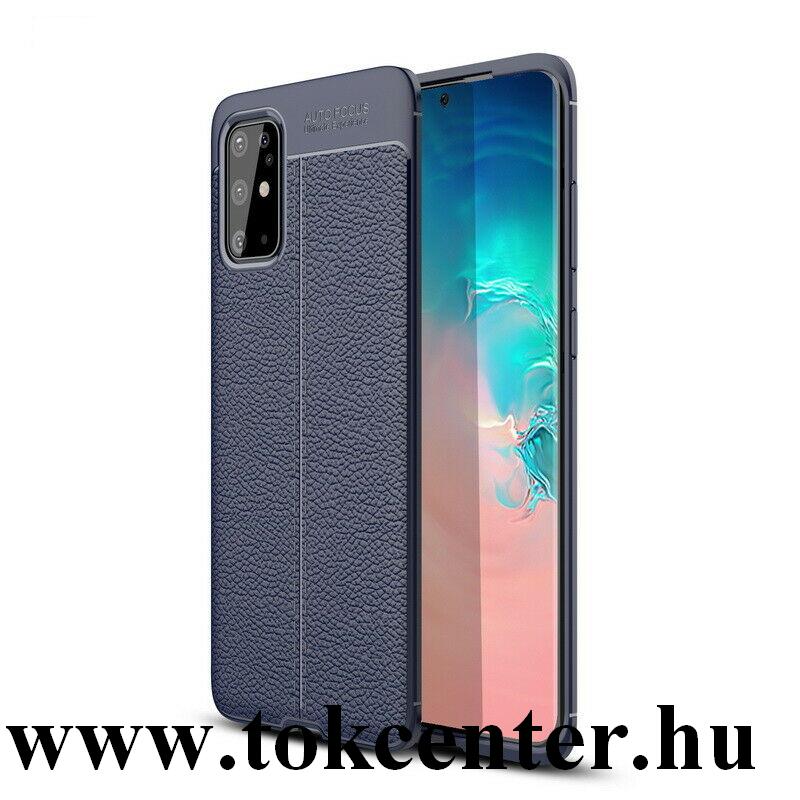 Samsung Galaxy S20 Plus (SM-G985F) Szilikon telefonvédő (közepesen ütésálló, bőr hatású, varrás minta) SÖTÉTKÉK