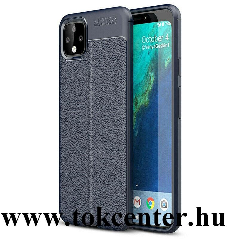 Google Pixel 4 XL Szilikon telefonvédő (közepesen ütésálló, bőr hatású, varrás minta) SÖTÉTKÉK