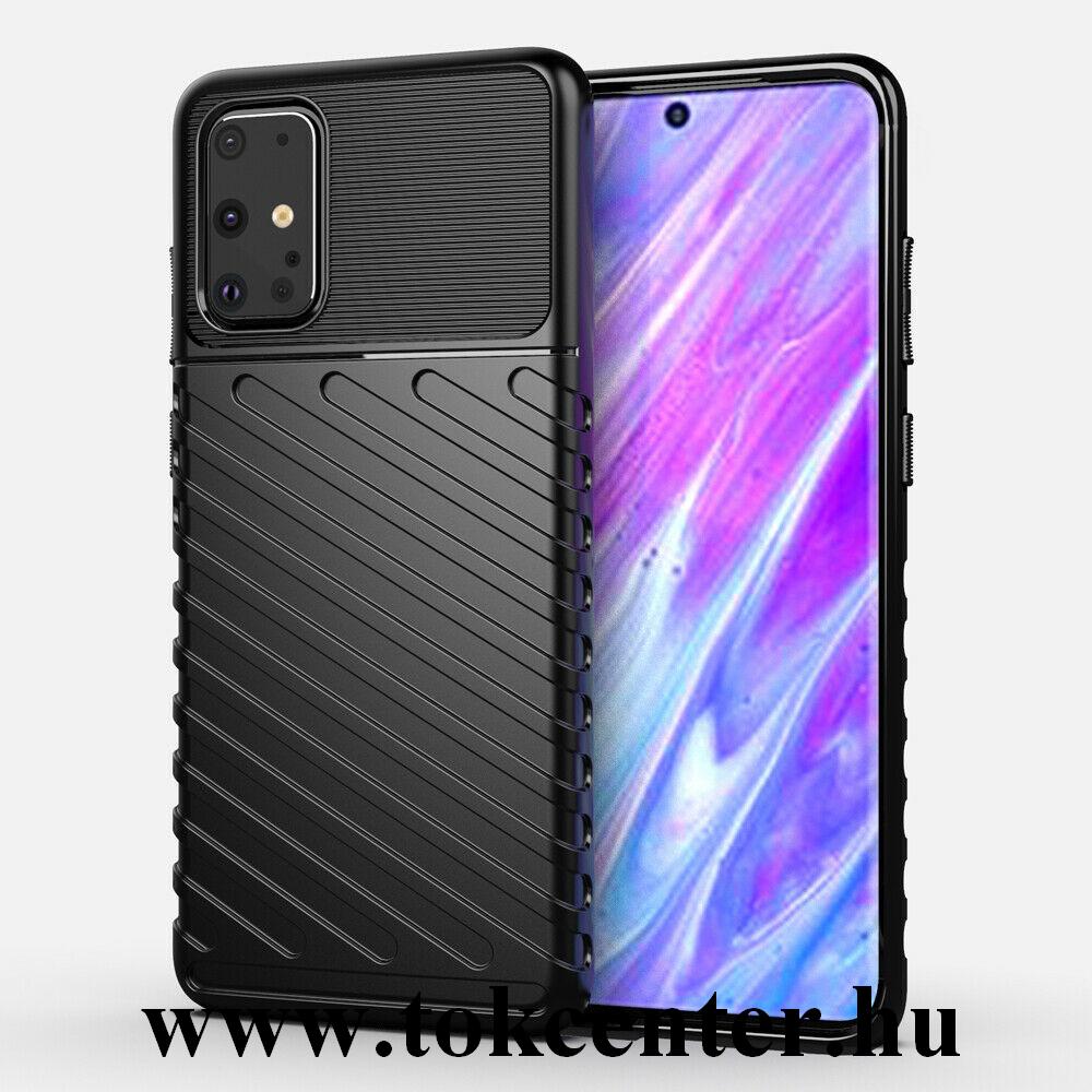 Samsung Galaxy S20 Plus (SM-G985F) Szilikon telefonvédő (közepesen ütésálló, csíkos, dombor minta) FEKETE