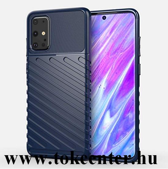 Samsung Galaxy S20 Plus (SM-G985F) Szilikon telefonvédő (közepesen ütésálló, csíkos, dombor minta) SÖTÉTKÉK