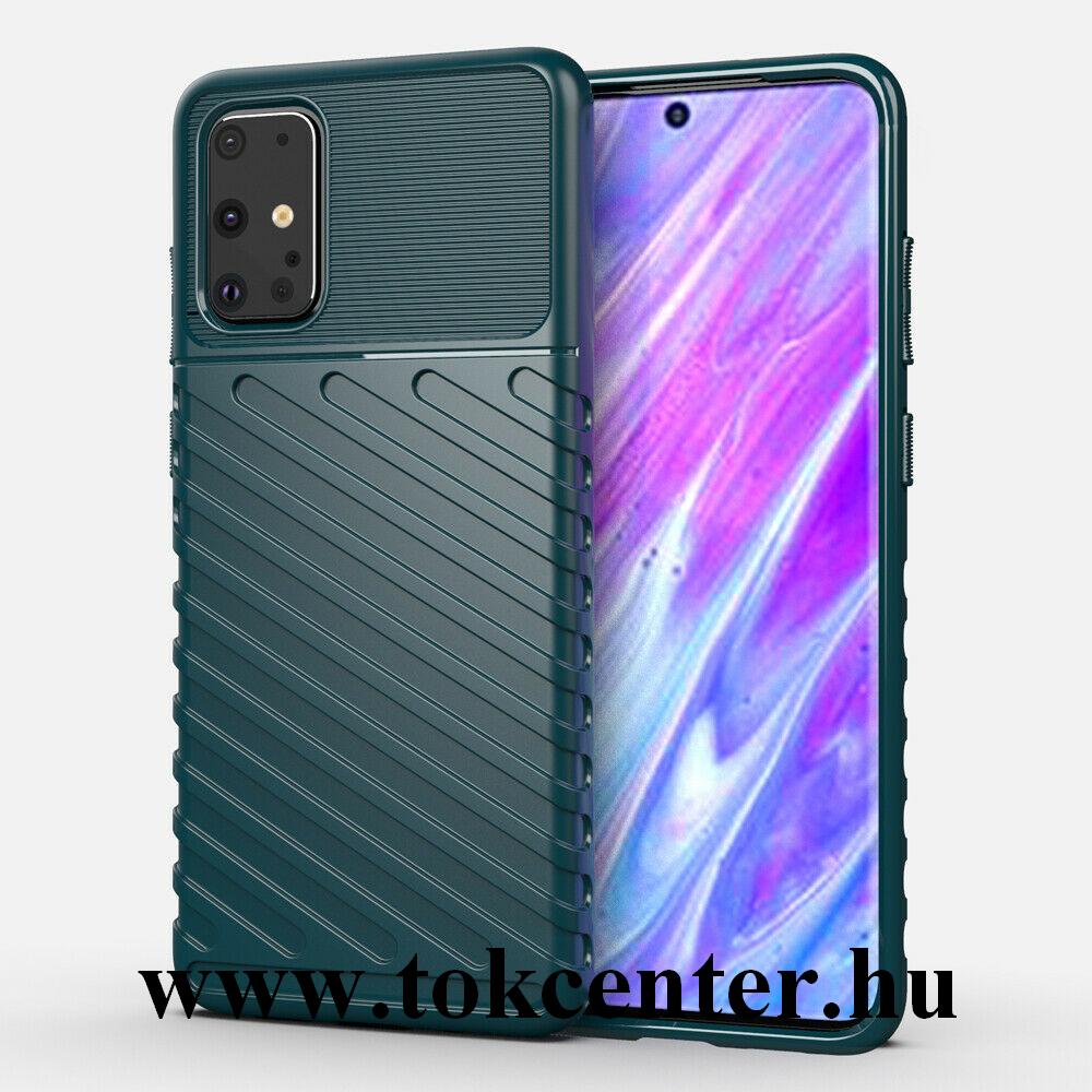Samsung Galaxy S20 Plus (SM-G985F) Szilikon telefonvédő (közepesen ütésálló, csíkos, dombor minta) ZÖLD