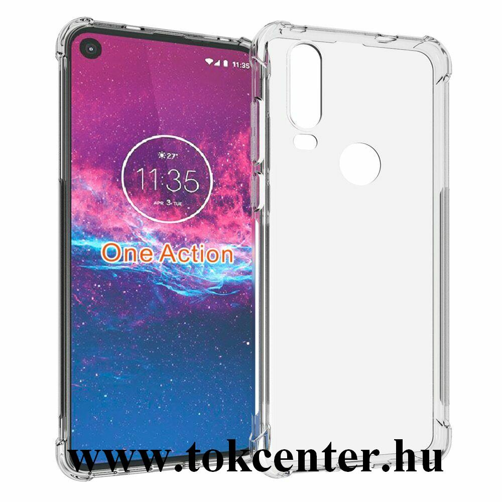 Motorola One Action (XT2013) Szilikon telefonvédő (közepesen ütésálló, légpárnás sarok) ÁTLÁTSZÓ