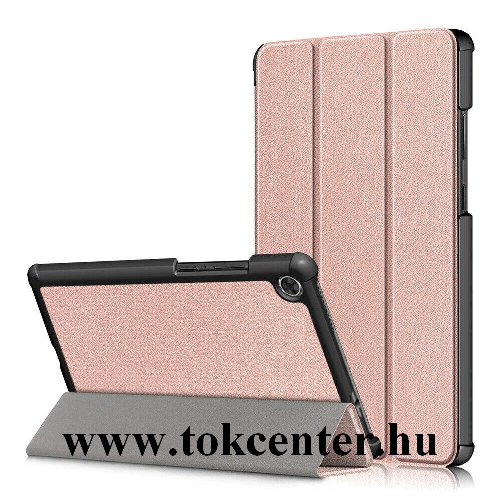 Lenovo Tab M8 (TB-8505F) Tok álló, bőr hatású (aktív flip, oldalra nyíló, TRIFOLD asztali tartó funkció) ROZÉARANY