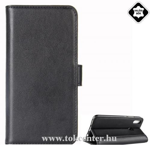 Samsung Galaxy S20 (SM-G980F) Tok álló, valódi bőr (FLIP, oldalra nyíló, asztali tartó funkció) FEKETE