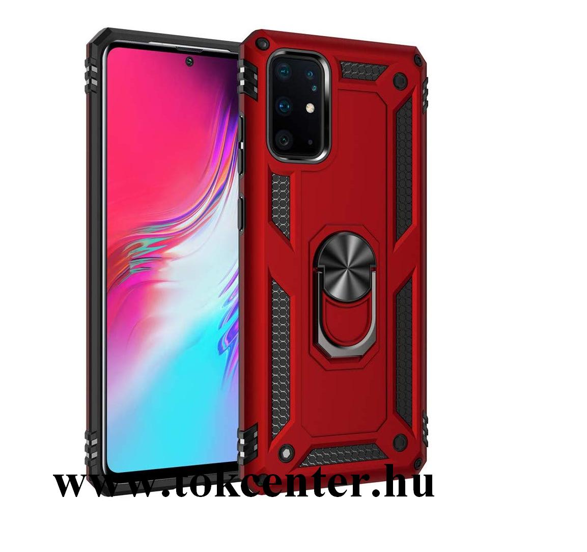 Samsung Galaxy S20 Plus (SM-G985F) Defender műanyag telefonvédő (közepesen ütésálló, szilikon belső, telefontartó gyűrű, beépített fémlemez) PIROS