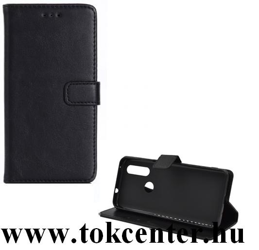 Motorola One Action (XT2013) Tok álló, bőr hatású (FLIP, oldalra nyíló, asztali tartó funkció, prémium) FEKETE