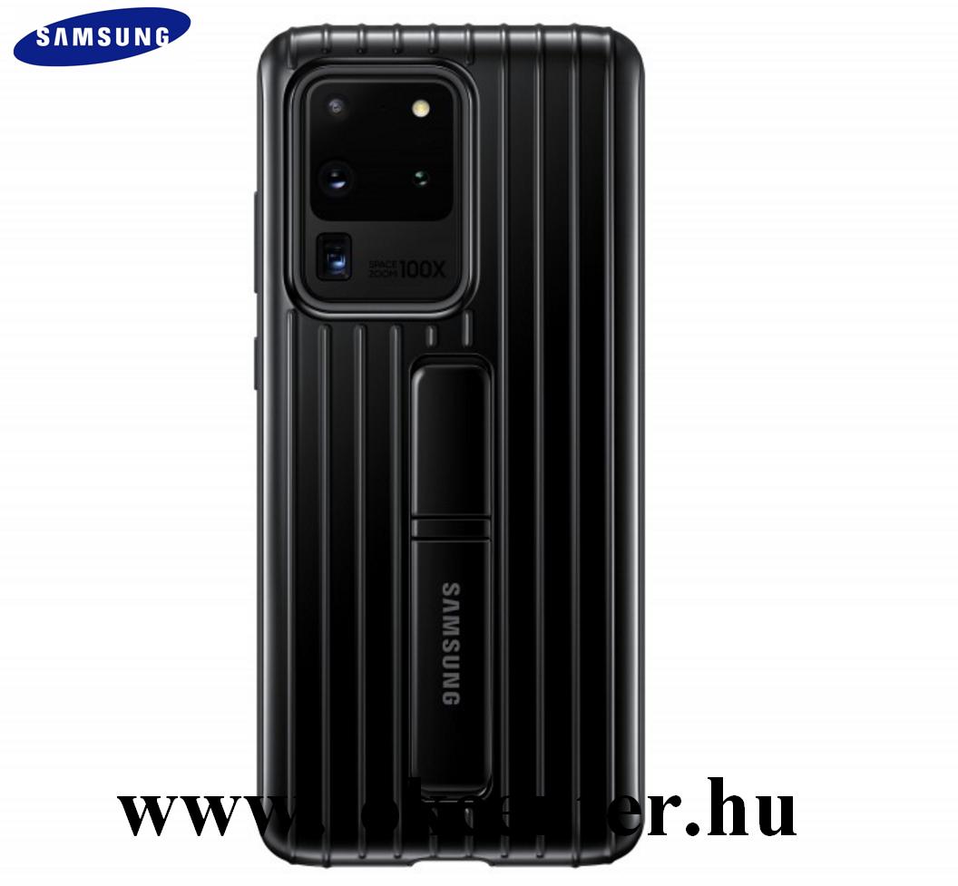 Samsung Galaxy S20 Ultra (SM-G988F) Műanyag telefonvédő (dupla rétegű, gumírozott, asztali tartó funkció) FEKETE (EF-RG988CB)