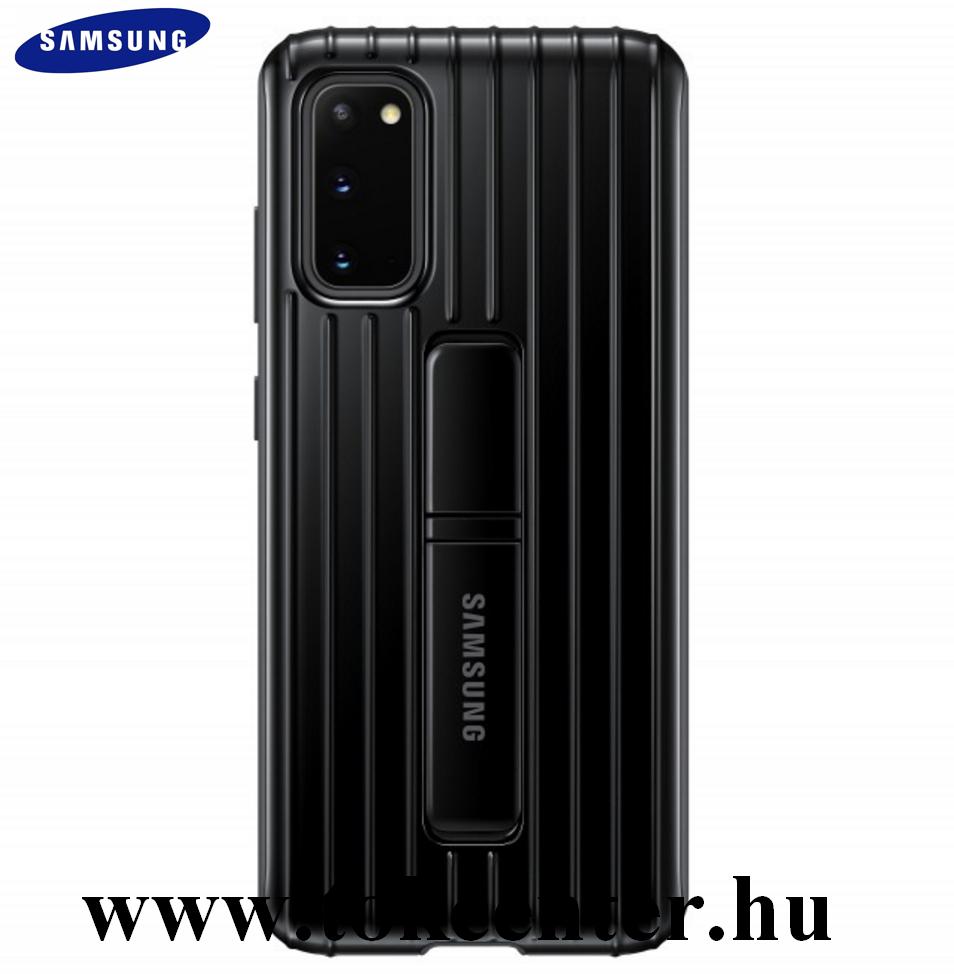 Samsung Galaxy S20 (SM-G980F) Műanyag telefonvédő (dupla rétegű, gumírozott, asztali tartó funkció) FEKETE (EF-RG980CB)