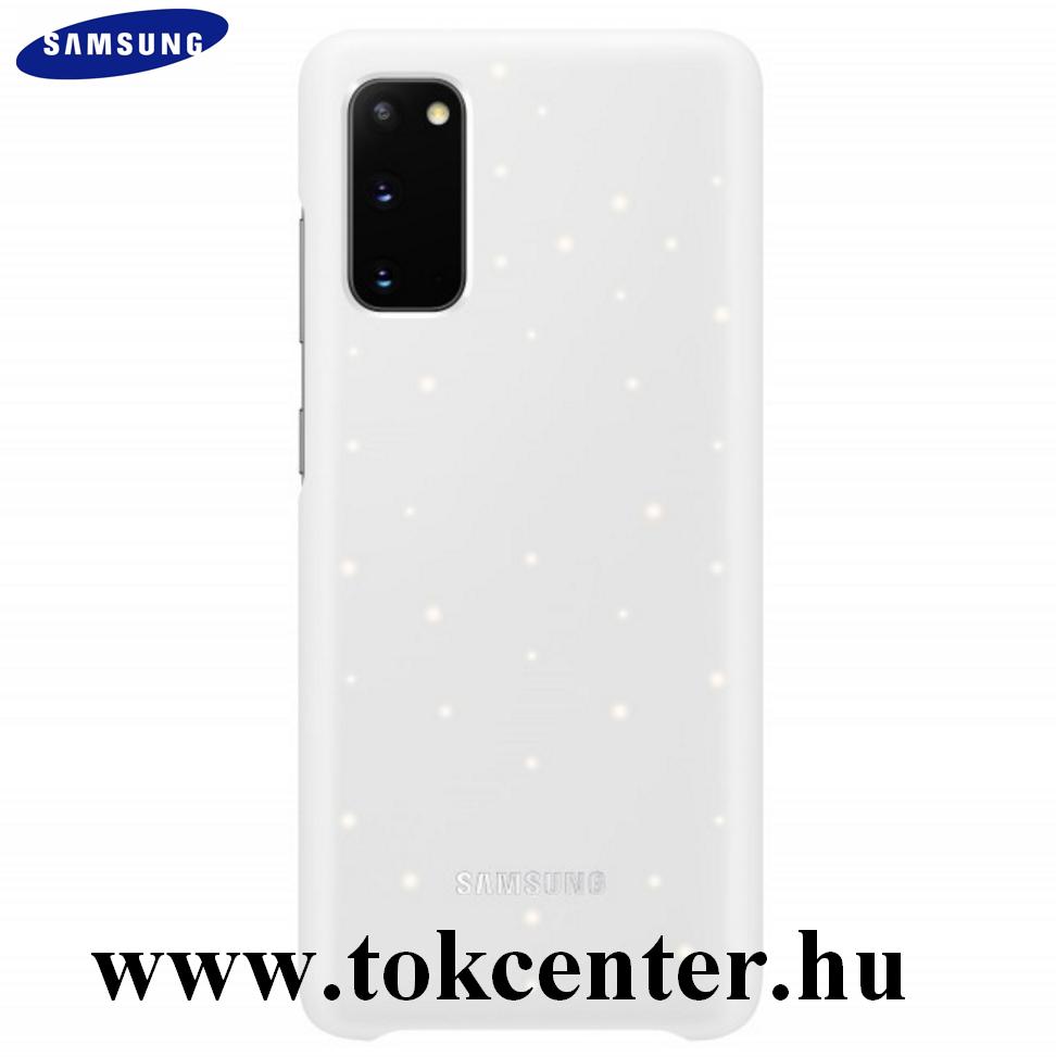 Samsung Galaxy S20 (SM-G980F) Műanyag telefonvédő (ultravékony, hívás és üzenetjelző funkció, LED világítás) FEHÉR (EF-KG980CW)