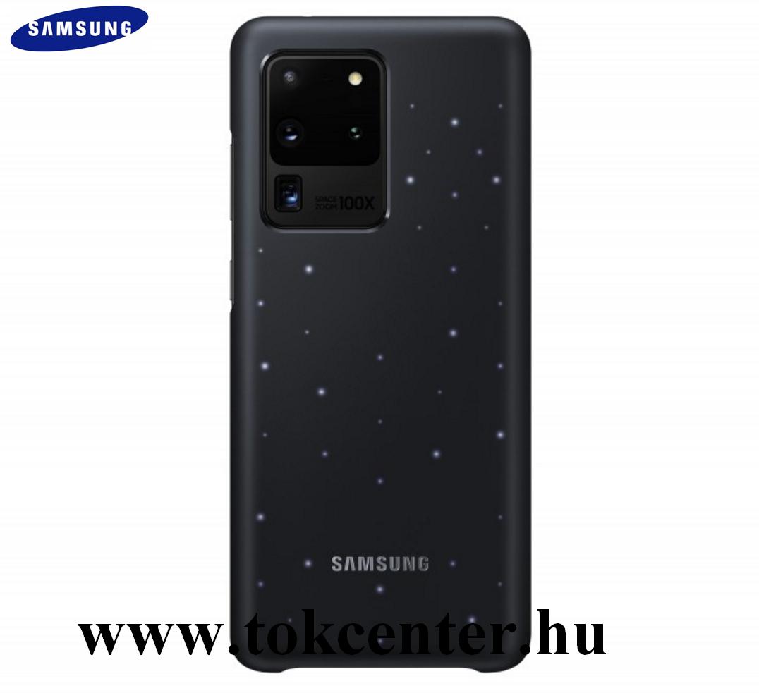 Samsung Galaxy S20 Ultra (SM-G988F) Műanyag telefonvédő (ultravékony, hívás és üzenetjelző funkció, LED világítás) FEKETE (EF-KG988CB)