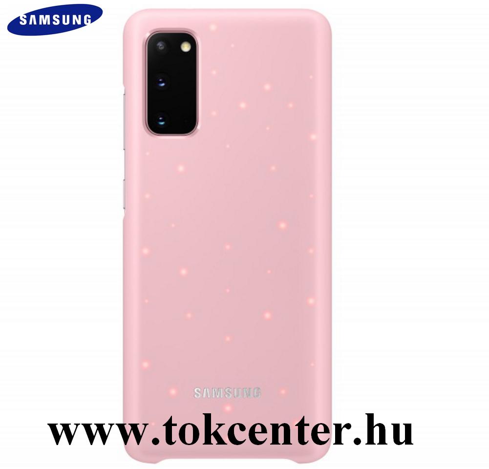 Samsung Galaxy S20 (SM-G980F) Műanyag telefonvédő (ultravékony, hívás és üzenetjelző funkció, LED világítás) RÓZSASZÍN (EF-KG980CP)