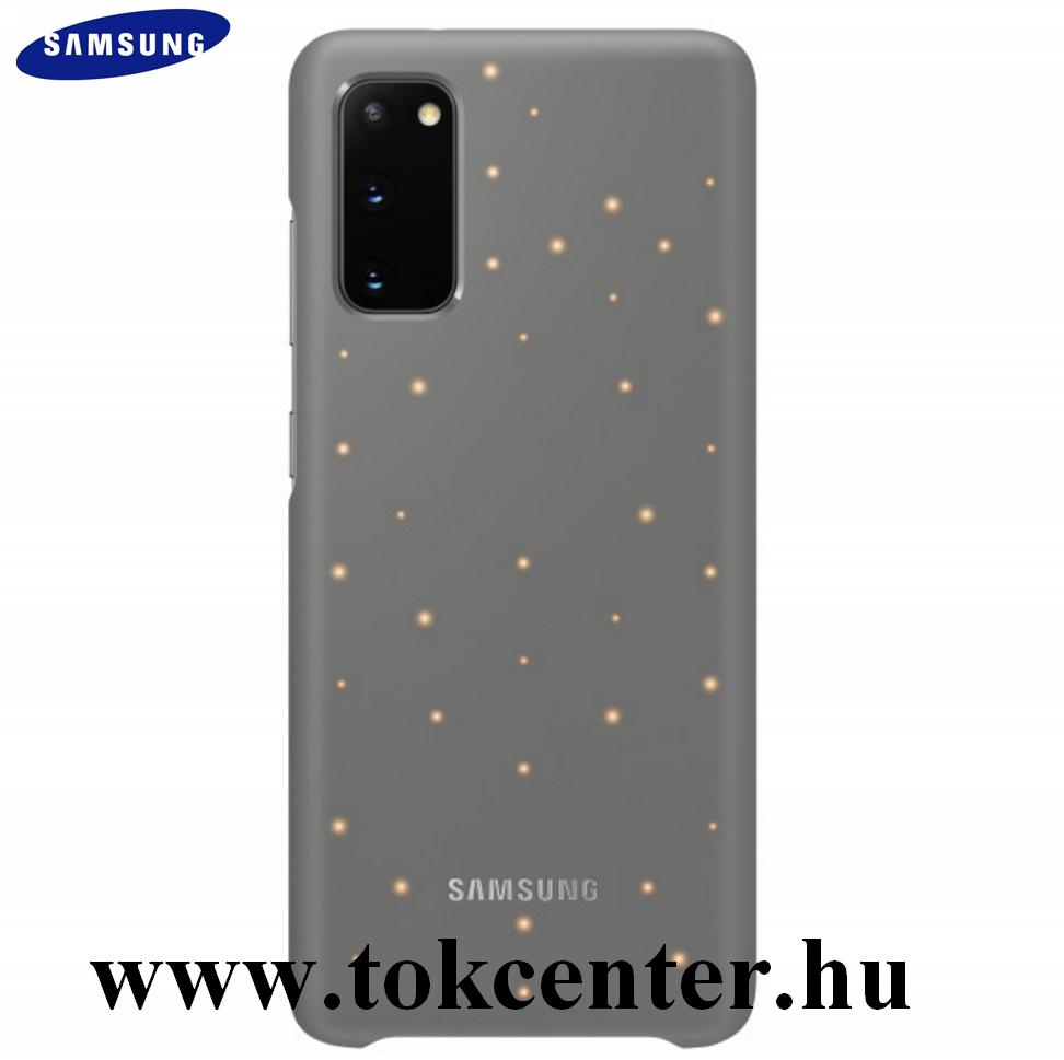 Samsung Galaxy S20 (SM-G980F) Műanyag telefonvédő (ultravékony, hívás és üzenetjelző funkció, LED világítás) SZÜRKE (EF-KG980CJ)