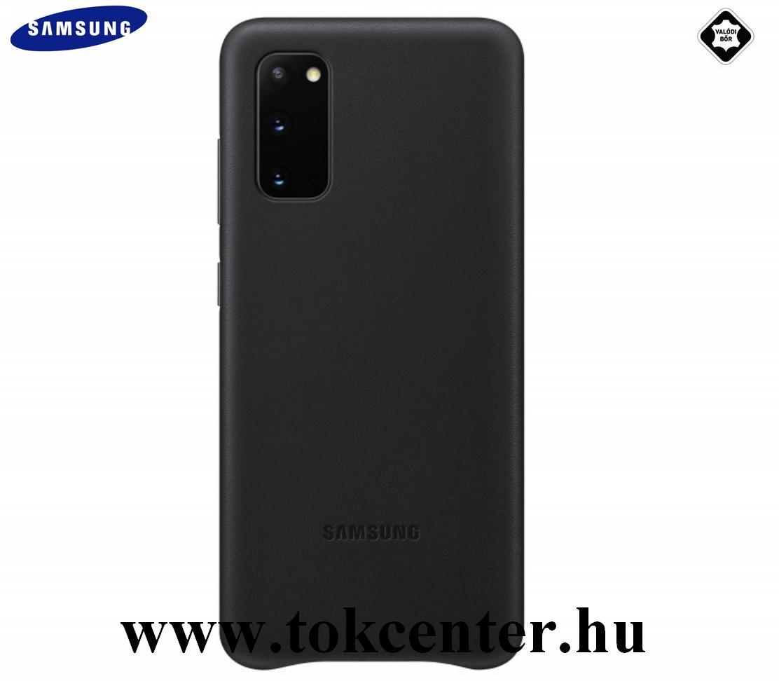 Samsung Galaxy S20 (SM-G980F) Műanyag telefonvédő (valódi bőr hátlap) FEKETE (EF-VG980LB)