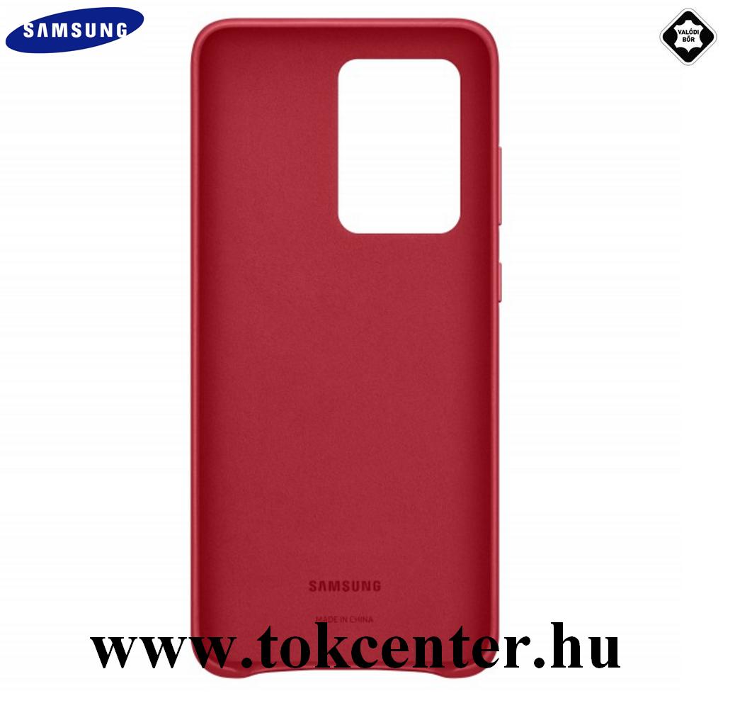 Samsung Galaxy S20 Ultra (SM-G988F) Műanyag telefonvédő (valódi bőr hátlap) PIROS (EF-VG988LR)