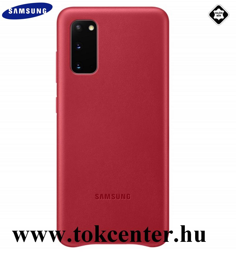 Samsung Galaxy S20 (SM-G980F) Műanyag telefonvédő (valódi bőr hátlap) PIROS (EF-VG980LR)