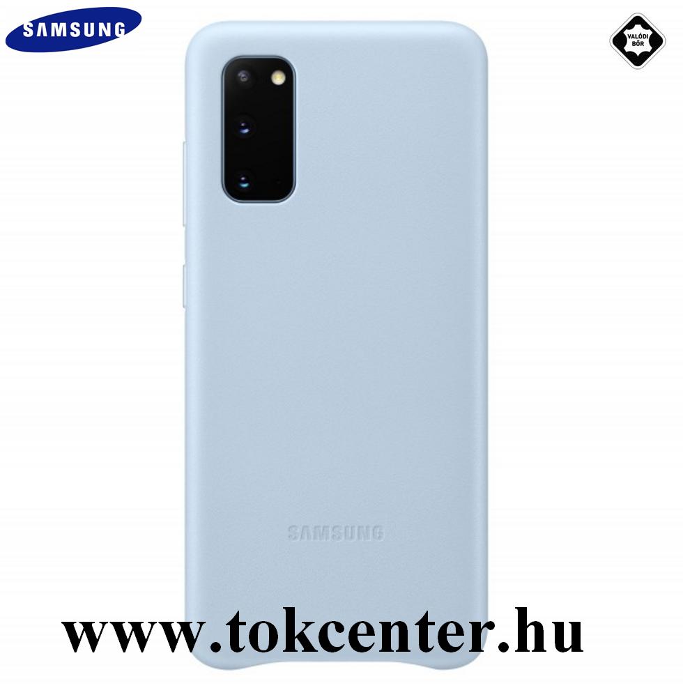 Samsung Galaxy S20 (SM-G980F) Műanyag telefonvédő (valódi bőr hátlap) VILÁGOSKÉK (EF-VG980LL)