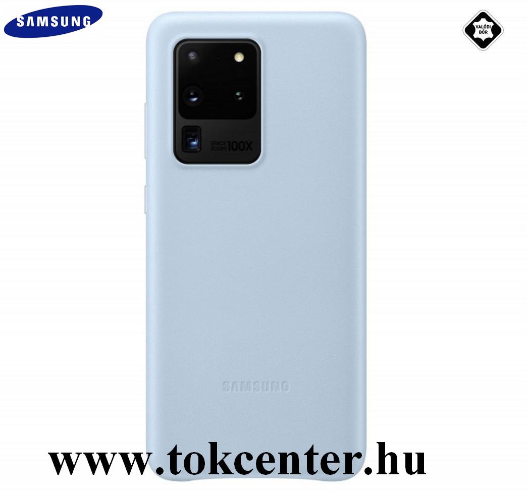 Samsung Galaxy S20 Ultra (SM-G988F) Műanyag telefonvédő (valódi bőr hátlap) VILÁGOSKÉK (EF-VG988LL)