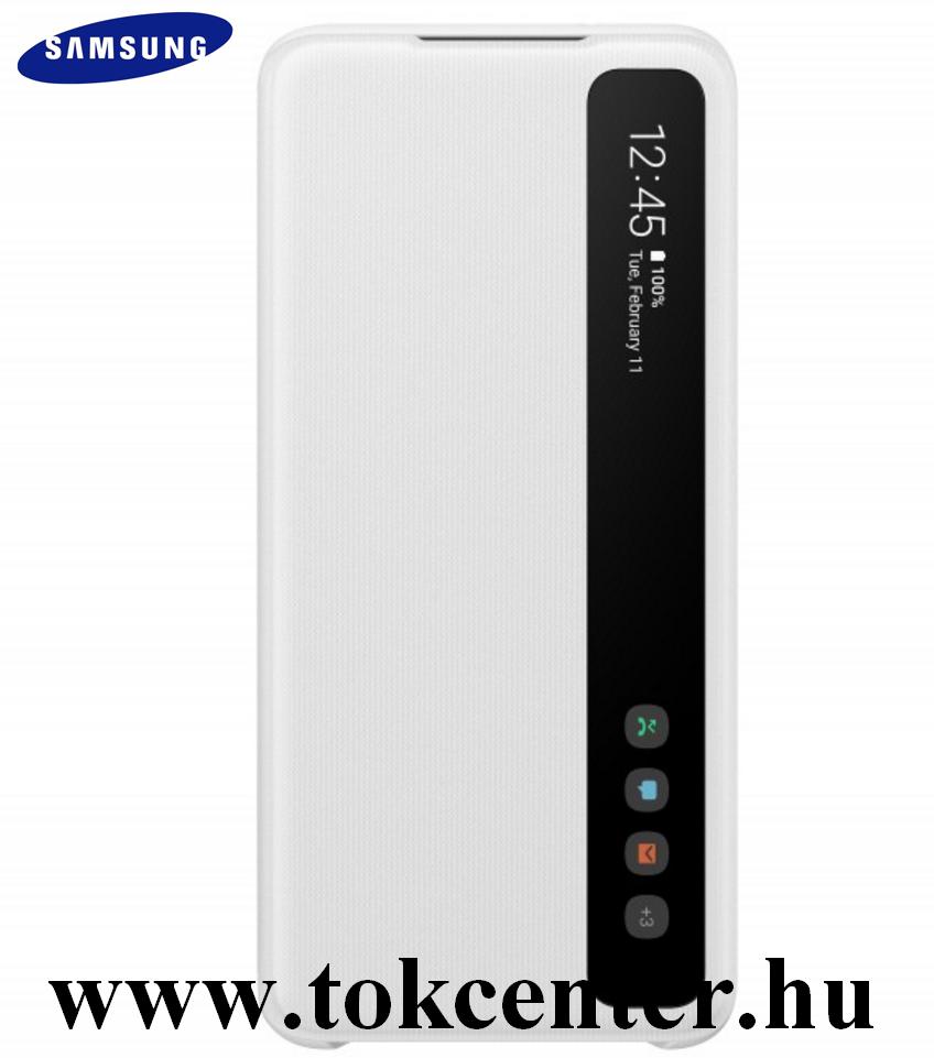Samsung Galaxy S20 Plus (SM-G985F) Tok álló (aktív flip, oldalra nyíló, Clear View Cover) FEHÉR (EF-ZG985CWEGEU)