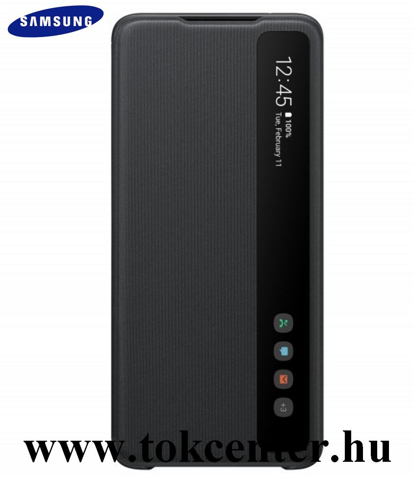 Samsung Galaxy S20 Plus (SM-G985F) Tok álló (aktív flip, oldalra nyíló, Clear View Cover) FEKETE (EF-ZG985CBEGEU)